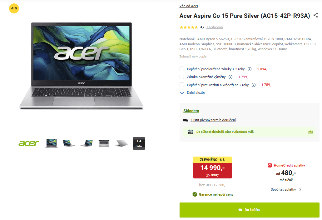 Acer 4,3GHz, 32GB RAM, 1TB SSD, 15,6"
